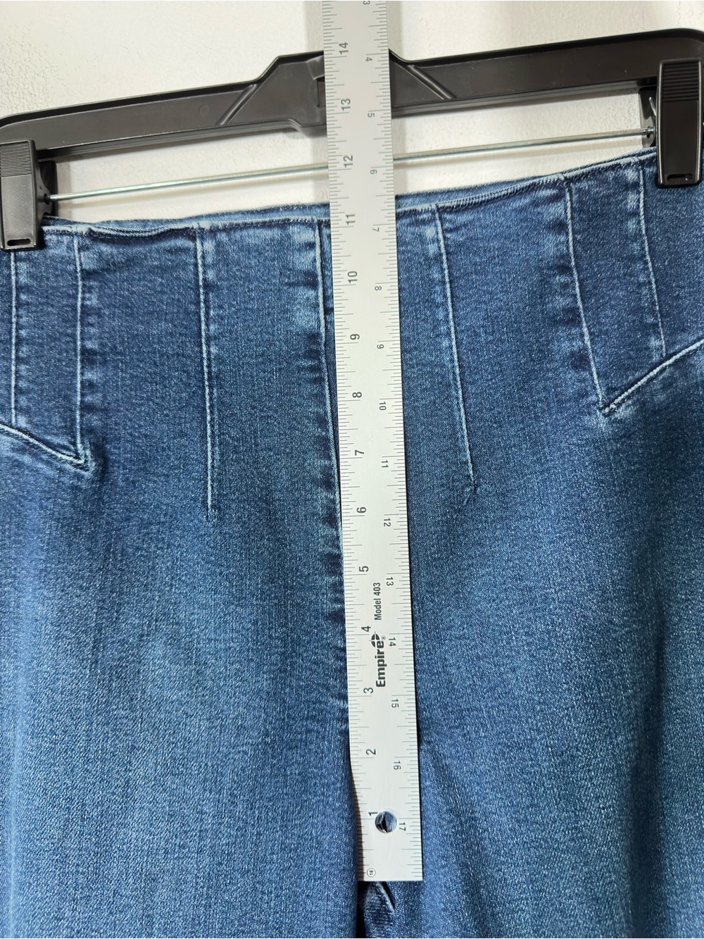 Pilcro Pleated Palazzo Wide Leg Jean Medium Wash Super Flare Stretch Size 28 - Picture 6 of 11